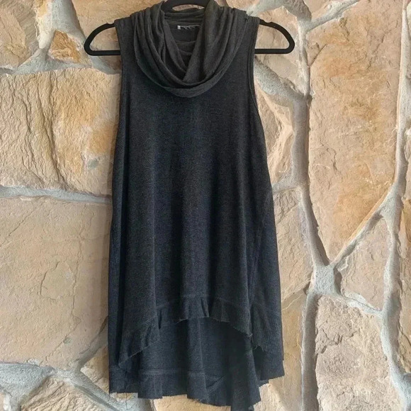 Chloe K Dark Gray asymmetrical Cowl Neck Top - Picture 1 of 8